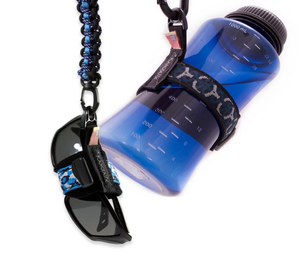 adjustable water bottle carrier, sunglasses holder